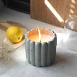 Brand new 🔥 Australia Sale - Marquee 118 X 118mm Pinstripe Grey Freckle Ceramic Citronella Candle ✨ -MARQUEE Store 30efbbb89667472d9602d1e1003ee60a