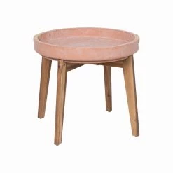 Wholesale 🛒 Australia Only - Marquee Terracotta Ceramic Side Table With Timber Legs ❤️