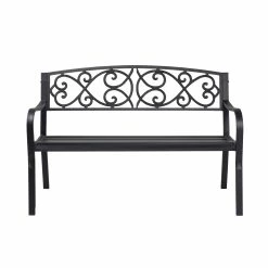 Flash Sale 💯 Australia Sale - Marquee 1.2m Black Steel And Cast Iron Mimosa Ornate Bench 🎉