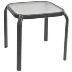 Brand new ⌛ Australia Sale - Marquee Square Glass Top Steel Side Table Charcoal ⭐